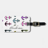 カラフルいかり、いかりのパターン、名前 ラゲッジタグ (正面横)