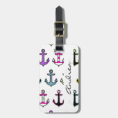 カラフルいかり、いかりのパターン、名前 ラゲッジタグ (正面縦)