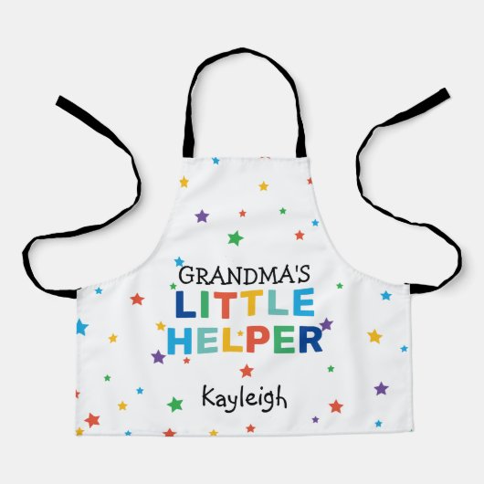 カラフルおばあちゃんの小さなヘルパー |キッズ名 エプロン (正面)