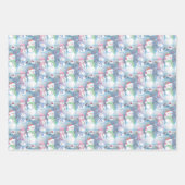 カラフルおもしろいおもしろい休日雪だるまパターン ラッピングペーパーシート (正面3)