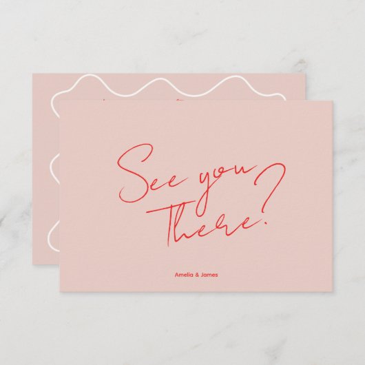 カラフルおもしろいお洒落レトロ結婚ズ 出欠カード (正面/裏面)