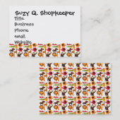 カラフルおもしろいかわいいジャングルビレッジサファリ動物園 名刺 (正面/裏面)