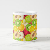 カラフルおもしろいの実のパターン ジャンボコーヒーマグカップ (正面)