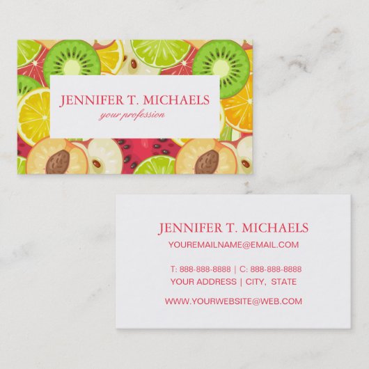 カラフルおもしろいの実のパターン 名刺 (正面/裏面)