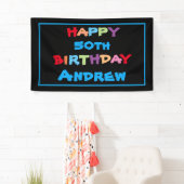 カラフルおもしろいカスタム年名日付ハッピーバースデー 横断幕 (インサイチュ)