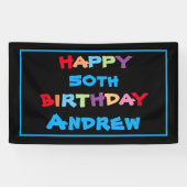 カラフルおもしろいカスタム年名日付ハッピーバースデー 横断幕 (横)