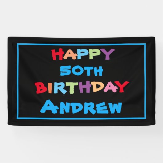 カラフルおもしろいカスタム年名日付ハッピーバースデー 横断幕 (横)