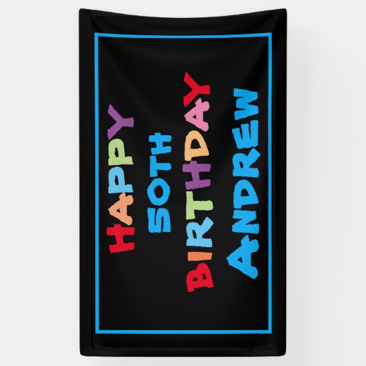 カラフルおもしろいカスタム年名日付ハッピーバースデー 横断幕 (縦)