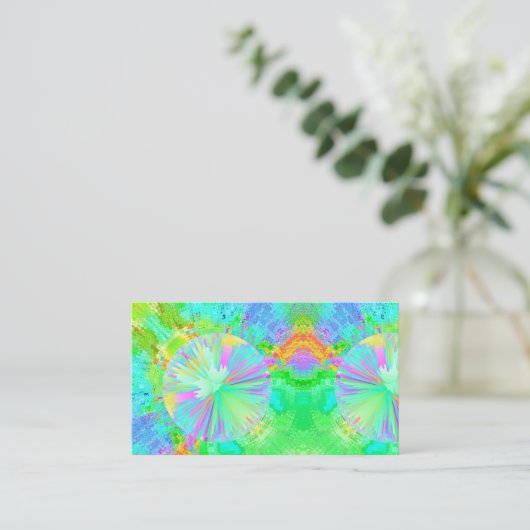 カラフルおもしろいキッズ絵を描(ばちゃばちゃ)跳ねる 名刺 (スタンド正面)