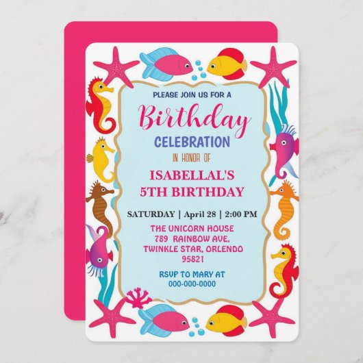 カラフルおもしろいシーホース星魚誕生会 セーブザデート (正面/裏面)
