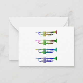 カラフルおもしろいジャズトランペットフラットノートカード ノートカード