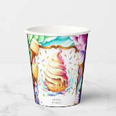 カラフルおもしろいスコップアイスクリーム誕生日 紙コップ (正面)