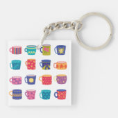 カラフルおもしろいパターン(の模様が)あるコーヒーマグセット キーホルダー (裏面)