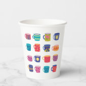 カラフルおもしろいパターン（の模様が）あるコーヒーマグセット 紙コップ (正面)