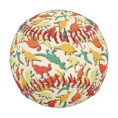 カラフルおもしろいパターンdino漫画恐竜 野球ボール (裏面)