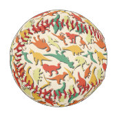 カラフルおもしろいパターンdino漫画恐竜 野球ボール (正面左)