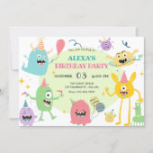 カラフルおもしろいパーティー誕生日 招待状 (正面)