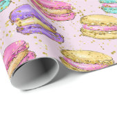 カラフルおもしろいフェイク金ゴールドグリッターマカロンパターン ラッピングペーパー (ロールコーナー)