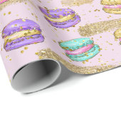 カラフルおもしろいフェイク金ゴールドグリッターマカロンパターン ラッピングペーパー (ロールコーナー)