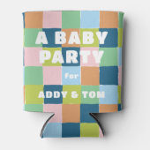 カラフルおもしろいブロックパターンベビーパーティーシャワー 缶クーラー (正面)