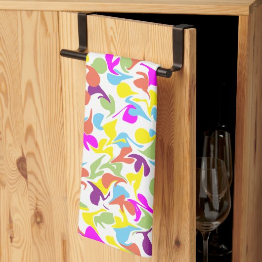 カラフルおもしろいブロブ抽象芸術アートパターン キッチンタオル (三つ折り)