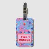 カラフルおもしろいプリント1型糖尿病患者 ラゲッジタグ (正面縦)