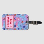 カラフルおもしろいプリント1型糖尿病患者 ラゲッジタグ (正面横)