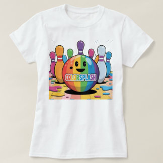 カラフルおもしろいボーリング、10ピンの笑い声が聞こえる Tシャツ