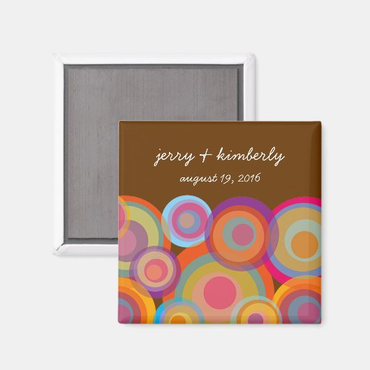 カラフルおもしろいポップ・アートのレインボーモダンク救ズ日 マグネット (正面/裏面)