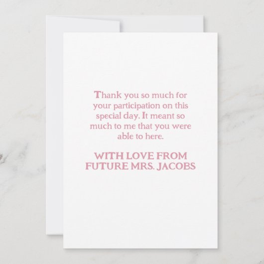 カラフルおもしろいマカロン水彩ブライダルシャワー サンキューカード (裏面)