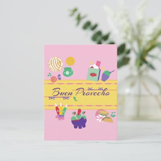 カラフルおもしろいメキシコ料理はがき ポストカード (スタンド正面)