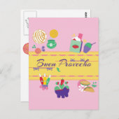 カラフルおもしろいメキシコ料理はがき ポストカード (正面/裏面)