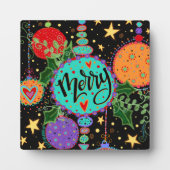 カラフルおもしろいメリーオーナメントクリスマス フォトプラーク (正面)