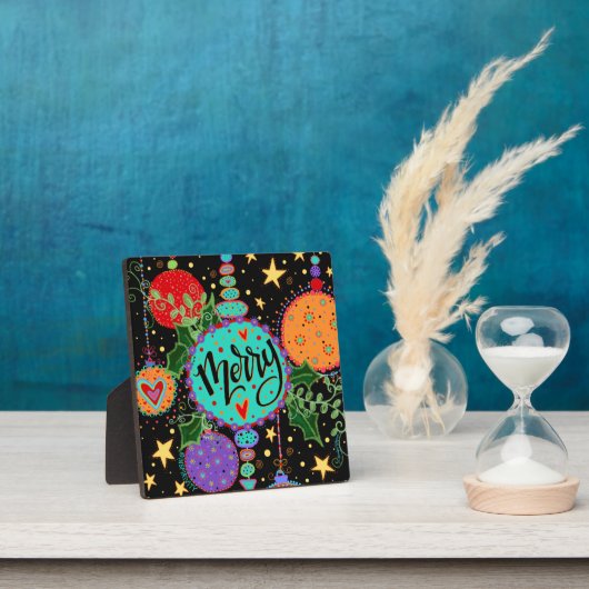 カラフルおもしろいメリーオーナメントクリスマス フォトプラーク (インサイチュ)