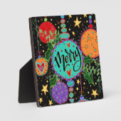 カラフルおもしろいメリーオーナメントクリスマス フォトプラーク (正面)