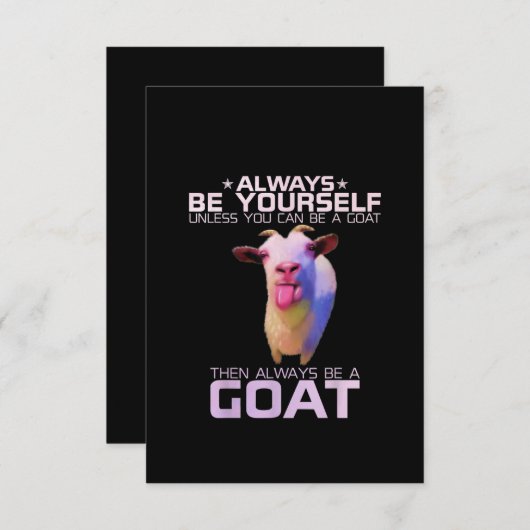 カラフルおもしろいヤギ贈り物 サンキューカード (正面/裏面)