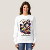 カラフルおもしろいライト付きクリスマスアライグマのシャツ スウェットシャツ (正面フル)