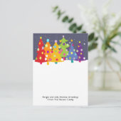 カラフルおもしろいレインボークリスマスツリー シーズンポストカード (スタンド正面)