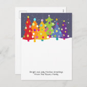 カラフルおもしろいレインボークリスマスツリー シーズンポストカード (正面/裏面)