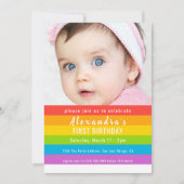 カラフルおもしろいレインボーパーティーパーソナライズされた 招待状 (正面)