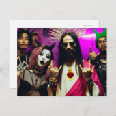 カラフルおもしろいレトロパンクパーティーイエス ポストカード (正面/裏面)