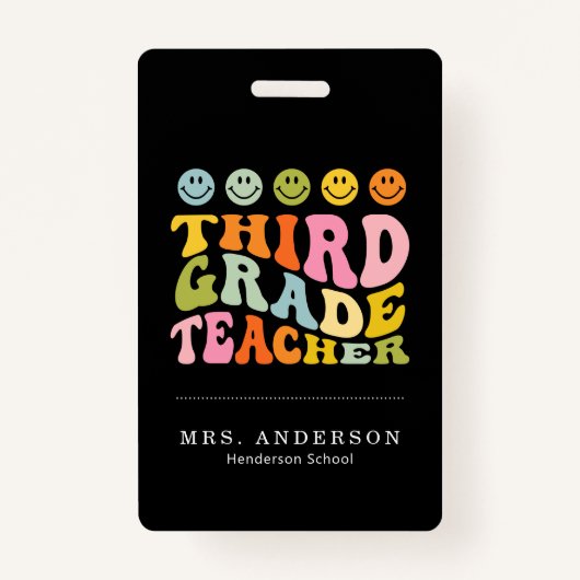 カラフルおもしろい三級先生名前をカスタムする バッジ (裏面)
