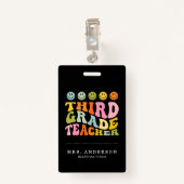 カラフルおもしろい三級先生名前をカスタムする バッジ (裏面クリップ)