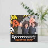 カラフルおもしろい不気味幽霊たちキッドハローウィンパーティ 招待状 (スタンド正面)
