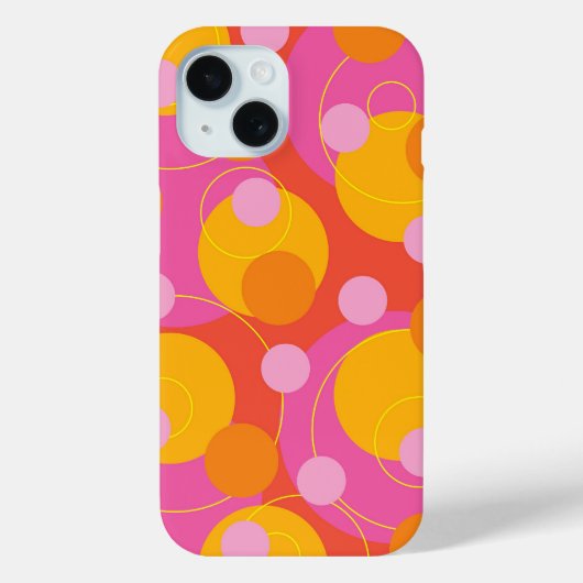 カラフルおもしろい円水玉模様ジューシーなピンクマゼンタ Case-Mate iPhoneケース (裏面)
