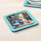 カラフルおもしろい冬猫コースター コースター (左側)