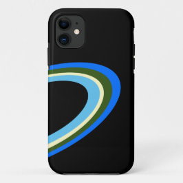カラフルおもしろい土星プラネットリングや輪ブラック宇宙空間 iPhone 11 ケース