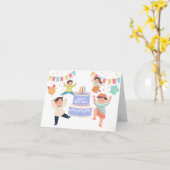 カラフルおもしろい子供の誕生日パーティー カード (黄色い花)