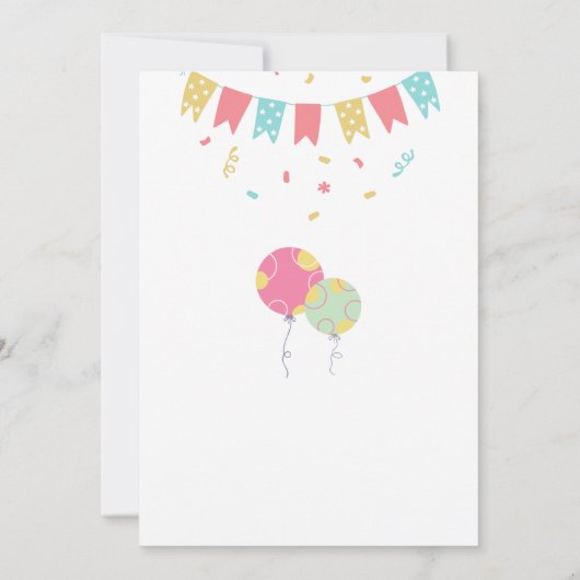 カラフルおもしろい子供の誕生日パーティー 招待状 (裏面)