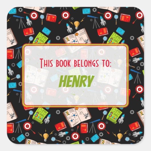 カラフルおもしろい学術パタパーソナライズされたーン スクエアシール (正面)